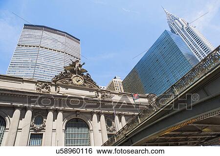 USA, New York State, New York City, Manhattan, Grand Central Station surrounded by skyscrapers View Large Photo Image Stock Photograph - USA, New York State, New York City, Manhattan, Grand Central Station surrounded by skyscrapers. Fotosearch