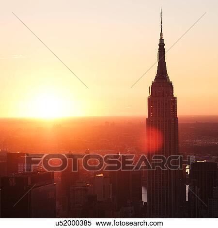 USA, New York State, New York City, Empire State Building at sunrise View Large Photo Image Stock Photography - USA, New York State, New York City, Empire State Building at sunrise. Fotosearch