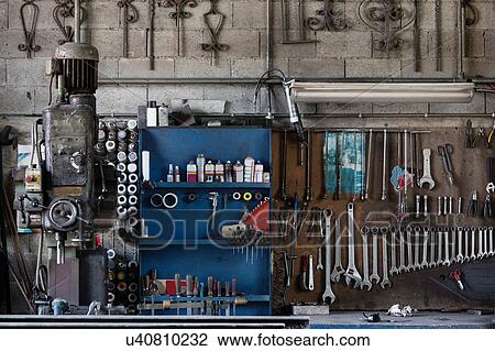 Stock Image - Variety of carpentry tools. Fotosearch