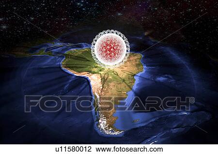 Stock Image - Zika virus in Brazil, illustration. Fotosearch