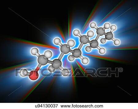 Stock Photo - 1-octanol organic compound molecule. Fotosearch