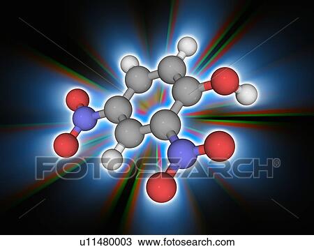 Stock Image - 2, 4-Dinitrophenol poison molecule. Fotosearch