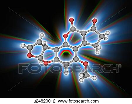 Stock Image - Aflatoxin B1 organic compound molecule. Fotosearch