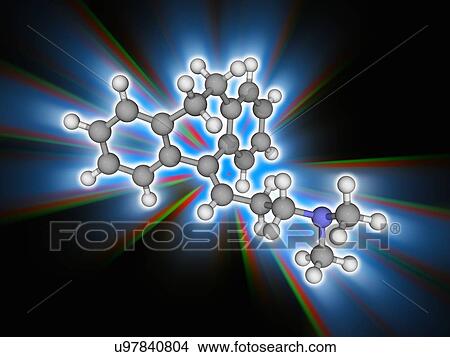 Picture - Amitriptyline drug molecule. Fotosearch