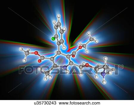 Stock Image - Amlodipine drug molecule. Fotosearch