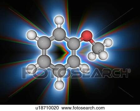 Stock Image - Anisole organic compound molecule. Fotosearch
