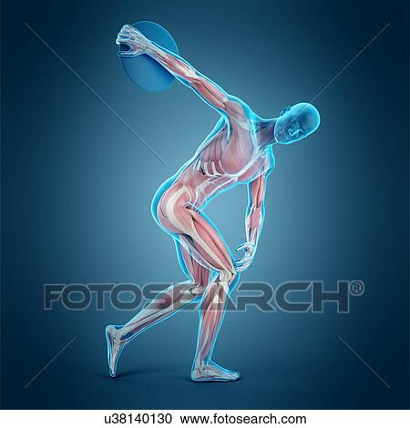Stock Image - Athlete throwing discus, illustration. Fotosearch