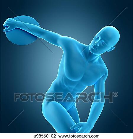 Stock Image - Athlete throwing discus, illustration. Fotosearch