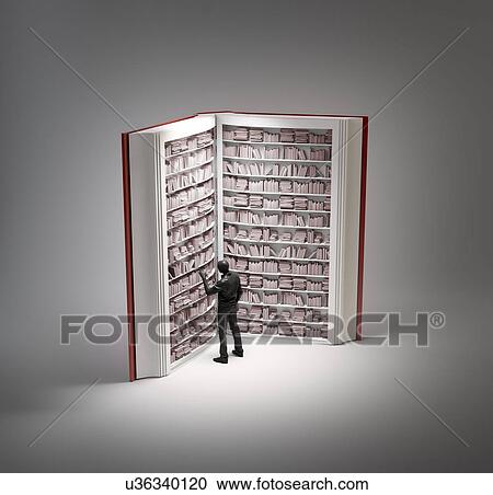 Bookshelves in book with human figure View Large Photo Image Stock Image - Bookshelves in book with human figure. Fotosearch