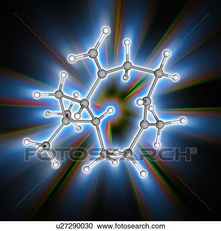Stock Image - Caryophyllene organic compound molecule. Fotosearch