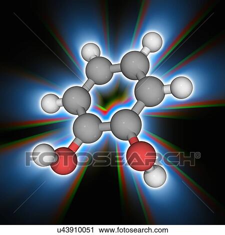 Stock Image - Catechol organic compound molecule. Fotosearch