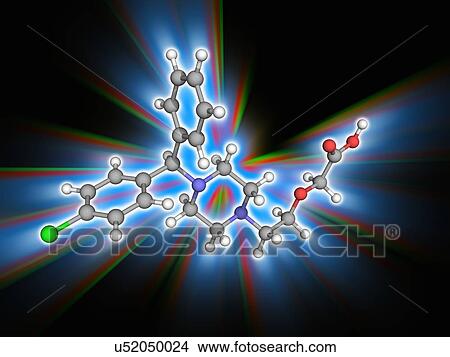 Picture - Cetirizine drug molecule. Fotosearch