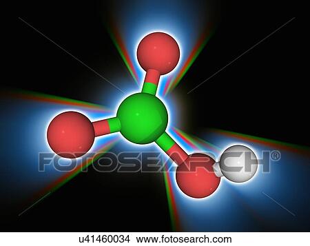 Picture - Chloric acid chemical compound molecule. Fotosearch