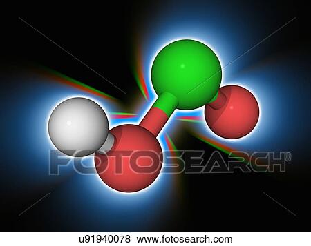 Stock Photo - Chlorous acid inorganic compound molecule. Fotosearch