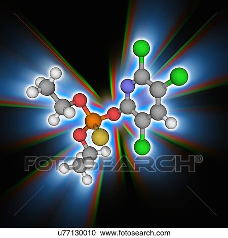 Stock Image - Chlorpyrifos insecticide molecule. Fotosearch