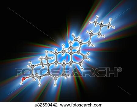 Stock Image - Cholesterol organic compound molecule. Fotosearch