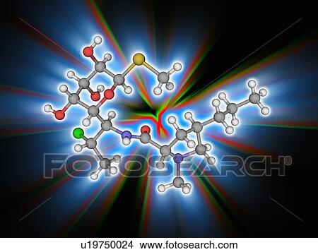 Picture - Clindamycin drug molecule. Fotosearch