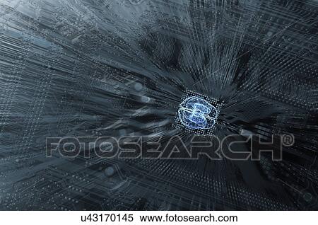 Stock Photography - Computer circuit board and brain. Fotosearch