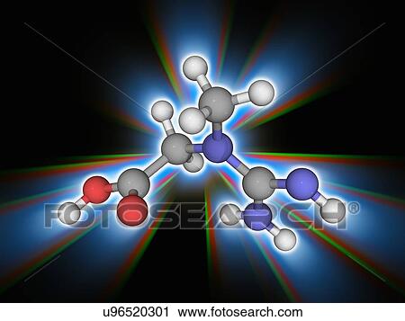 Stock Image - Creatine organic compound molecule. Fotosearch