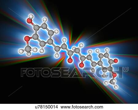 Picture - Curcumin organic compound molecule. Fotosearch