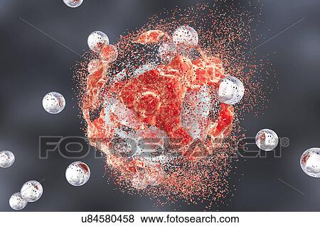Stock Photo - Destruction of a cancer cell, illustration. Fotosearch