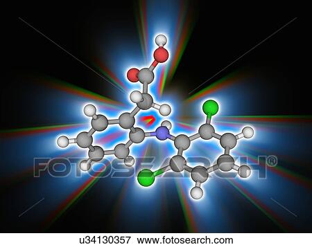 Stock Photo - Diclofenac drug molecule. Fotosearch
