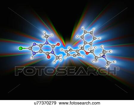 Stock Photo - Dimenhydrinate drug molecule. Fotosearch