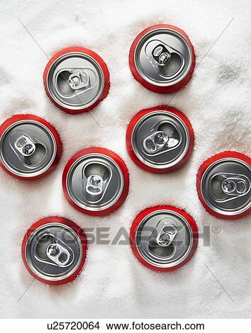 Picture - Drinks cans in sugar. Fotosearch