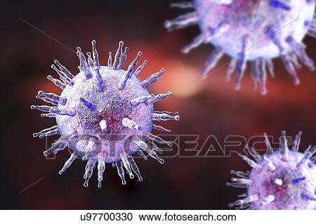 Stock Image - Epstein-Barr virus, illustration. Fotosearch