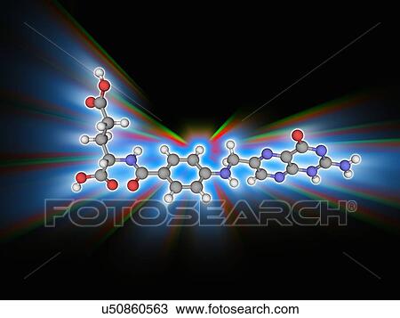 Stock Image - Folic acid (vitamin B9) organic compound molecule. Fotosearch