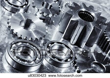 Stock Image - Gears and ball bearings. Fotosearch