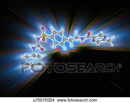 Picture - Glipizide drug molecule. Fotosearch