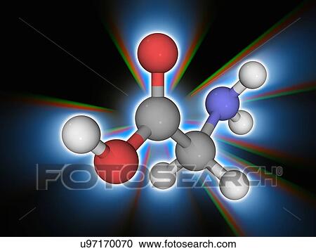 Stock Image - Glycine organic compound molecule. Fotosearch