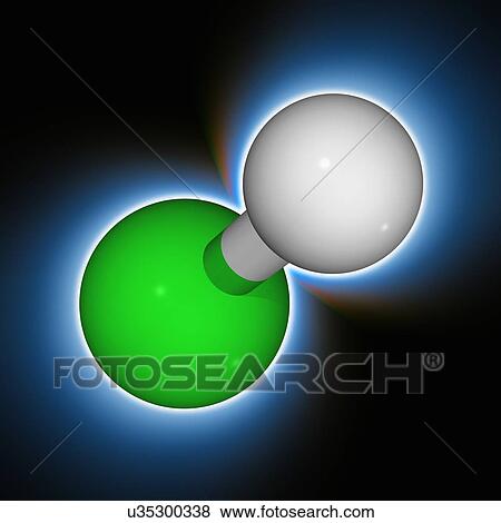 Stock Photo - Hydrochloric acid chemical compound molecule. Fotosearch