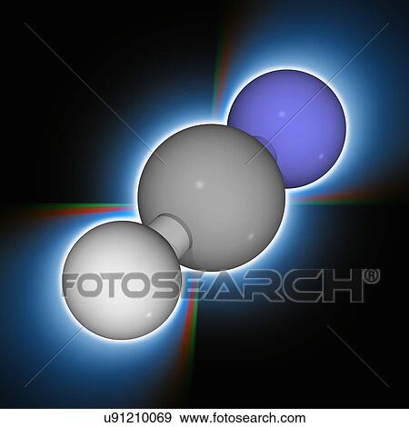Stock Photo - Hydrogen cyanide chemical compound molecule. Fotosearch