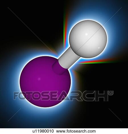 Stock Image - Hydroiodic acid chemical compound molecule. Fotosearch