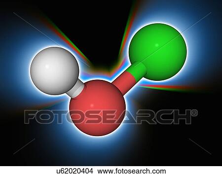 Picture - Hypochlorous acid chemical compound molecule. Fotosearch