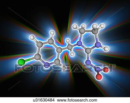 Picture - Imidacloprid insecticide molecule. Fotosearch