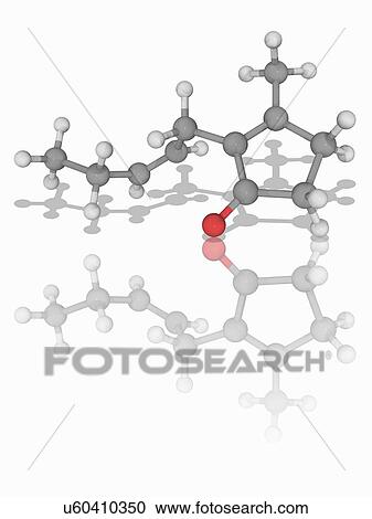 Stock Image - Jasmone organic compound molecule. Fotosearch
