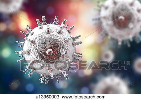 Stock Image - Kaposi's sarcoma virus, illustration. Fotosearch