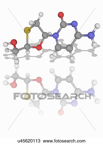 Stock Image - Lamivudine drug molecule. Fotosearch