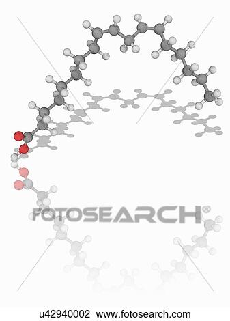 Stock Image - Linoleic acid organic compound molecule. Fotosearch