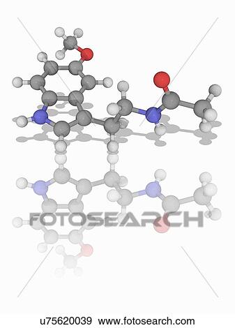 Stock Photo - Melatonin organic compound molecule. Fotosearch
