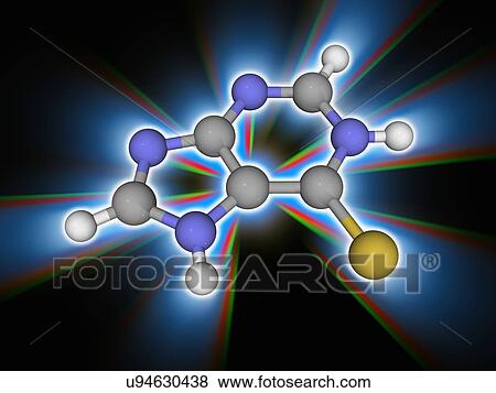 Stock Photo - Mercaptopurine drug molecule. Fotosearch