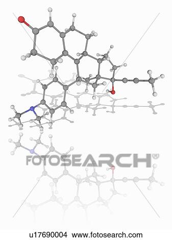 Picture - Mifepristone drug molecule. Fotosearch