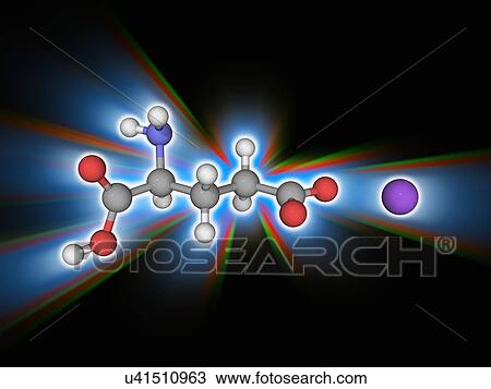 Stock Image - Monosodium glutamate organic compound molecule. Fotosearch