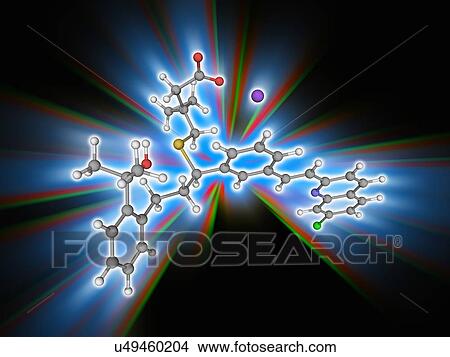 Picture - Montelukast sodium drug molecule. Fotosearch