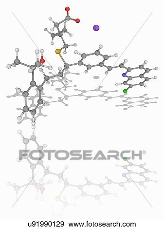 Stock Photo - Montelukast sodium drug molecule. Fotosearch