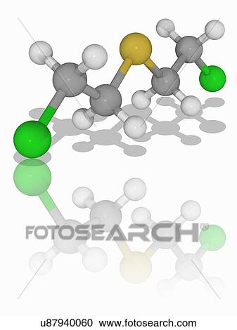 Stock Image - Mustard gas organic compound molecule. Fotosearch