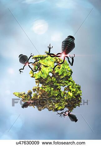 Stock Photo - Nanobots attacking cancer cell, illustration. Fotosearch